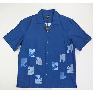 Club Monaco Size Medium Blue Sunkist Floral Print Cotton Short Sleeve Shirt NWT